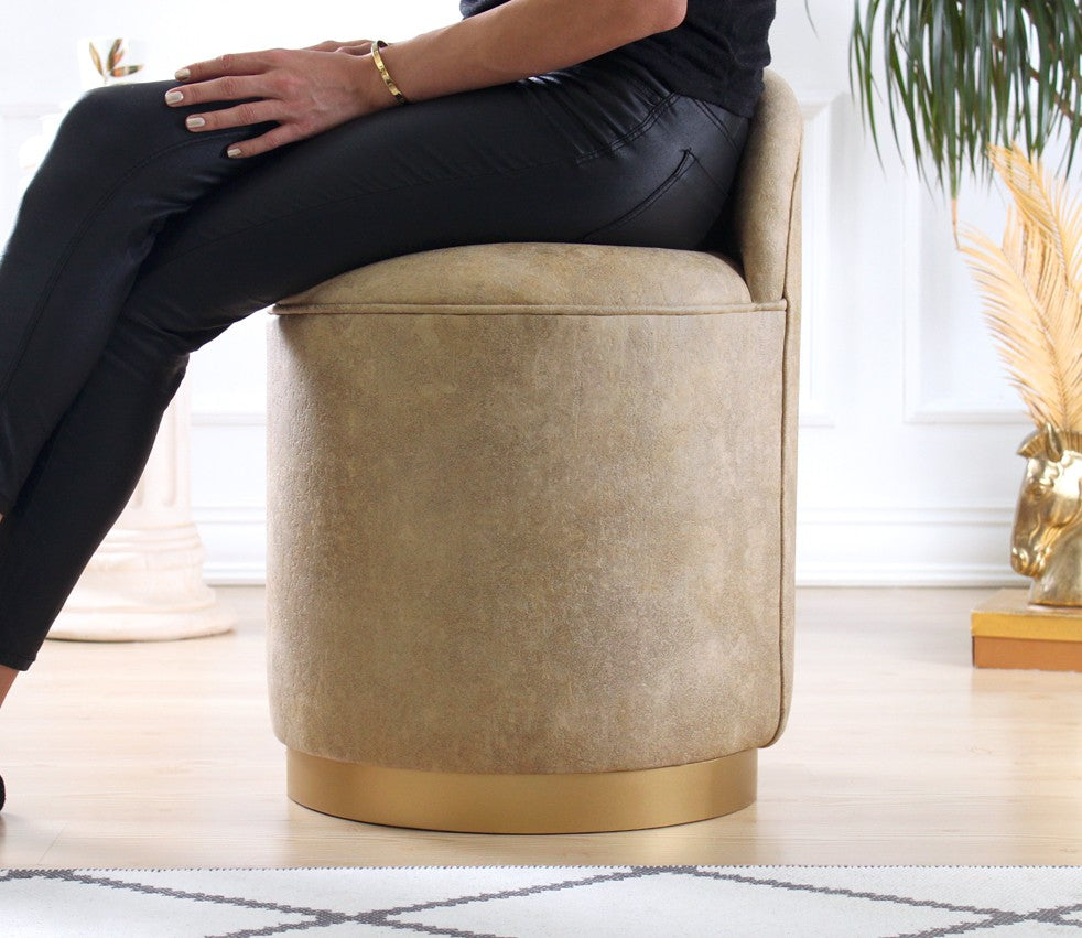 Luton  | Camel Pouffe – Modern Upholstered Ottoman