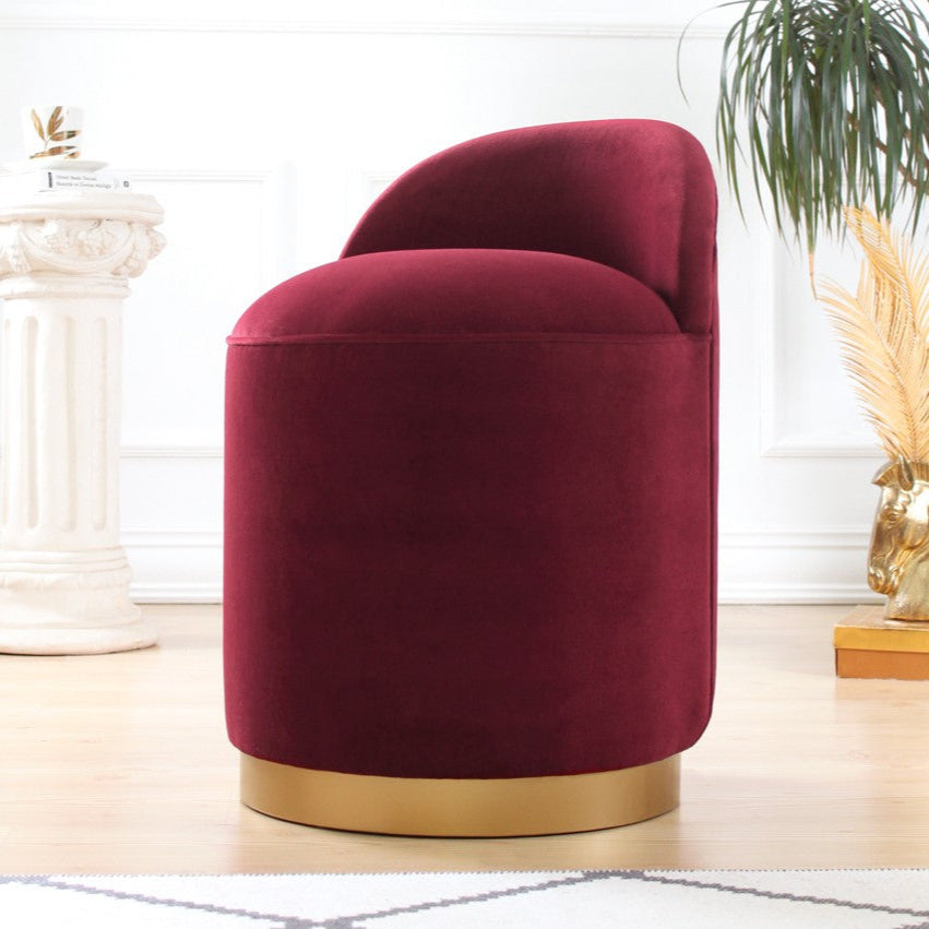 Dover  | Claret Red Pouffe – Modern Upholstered Ottoman