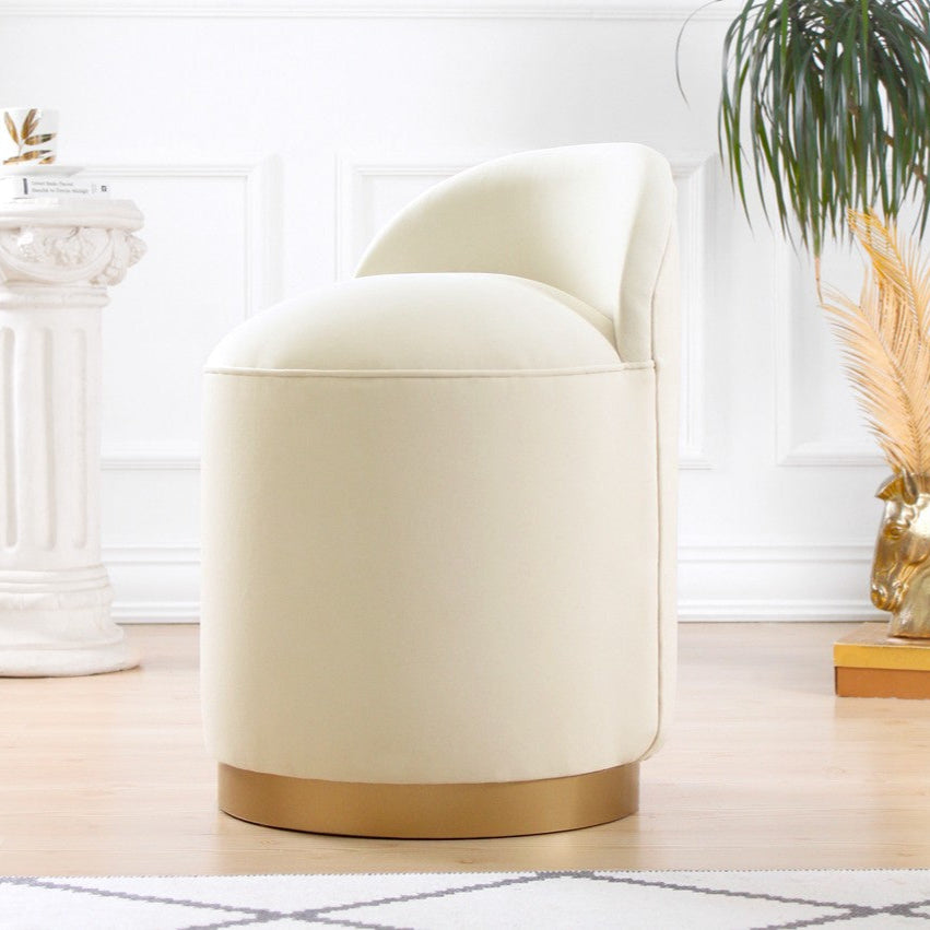 Dover Cream Pouffe Modern Upholstered Ottoman