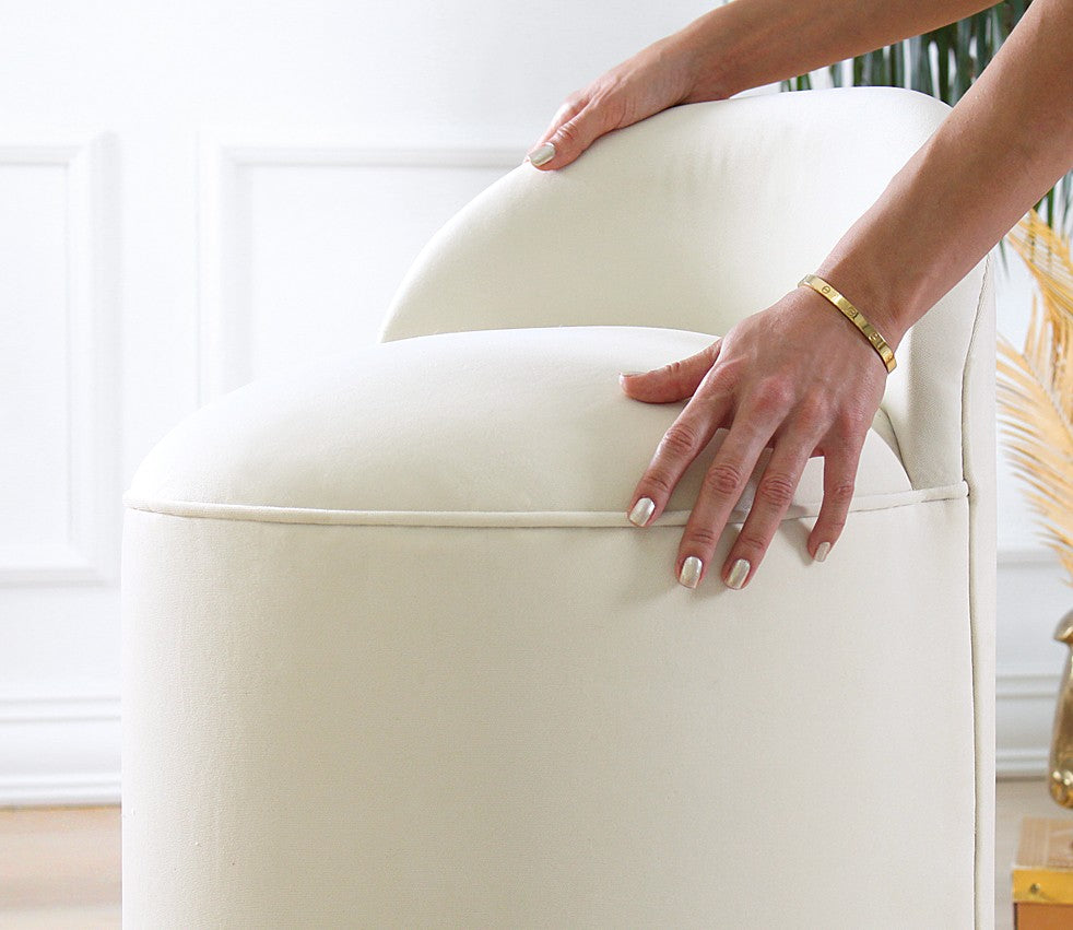 Dover  | Cream Pouffe – Modern Upholstered Ottoman