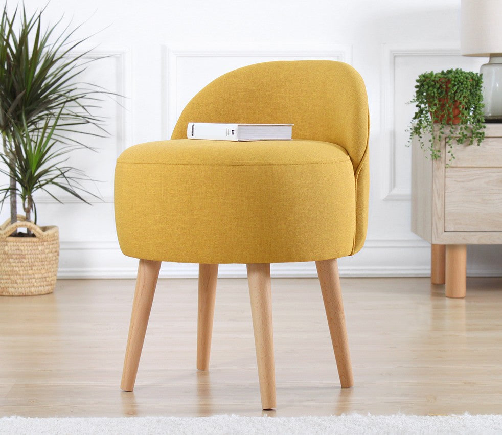 Corvile  | Yellow Pouffe – Modern Upholstered Ottoman