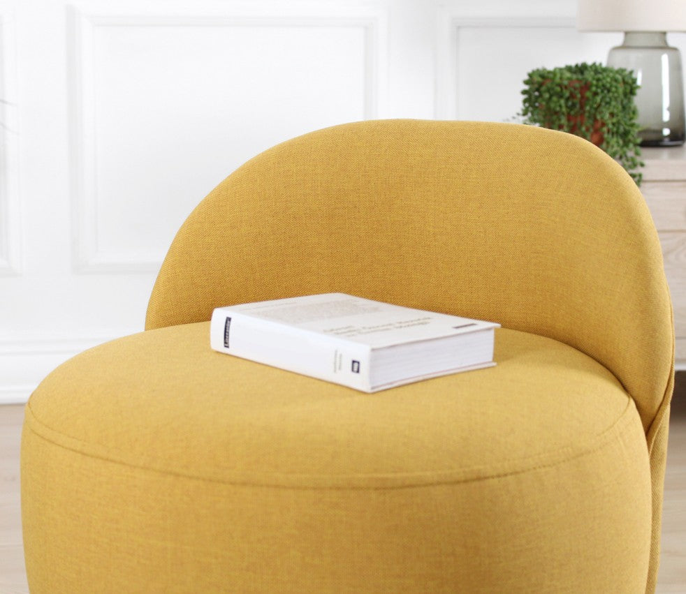 Corvile  | Yellow Pouffe – Modern Upholstered Ottoman