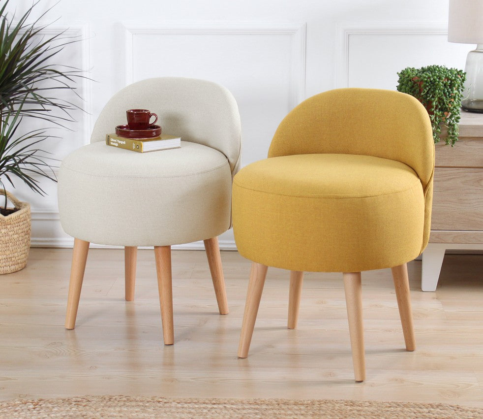 Corvile  | Yellow Pouffe – Modern Upholstered Ottoman