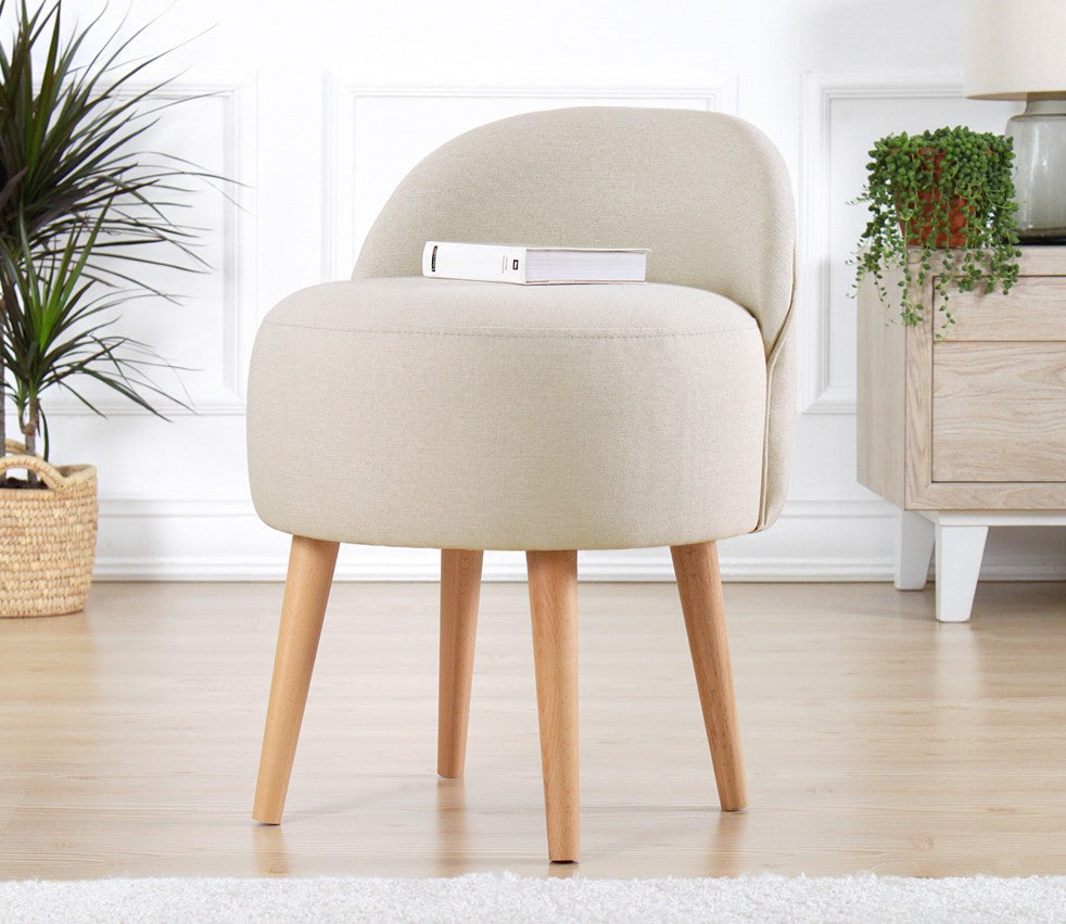 Corvile  | Cream Pouffe – Modern Upholstered Ottoman