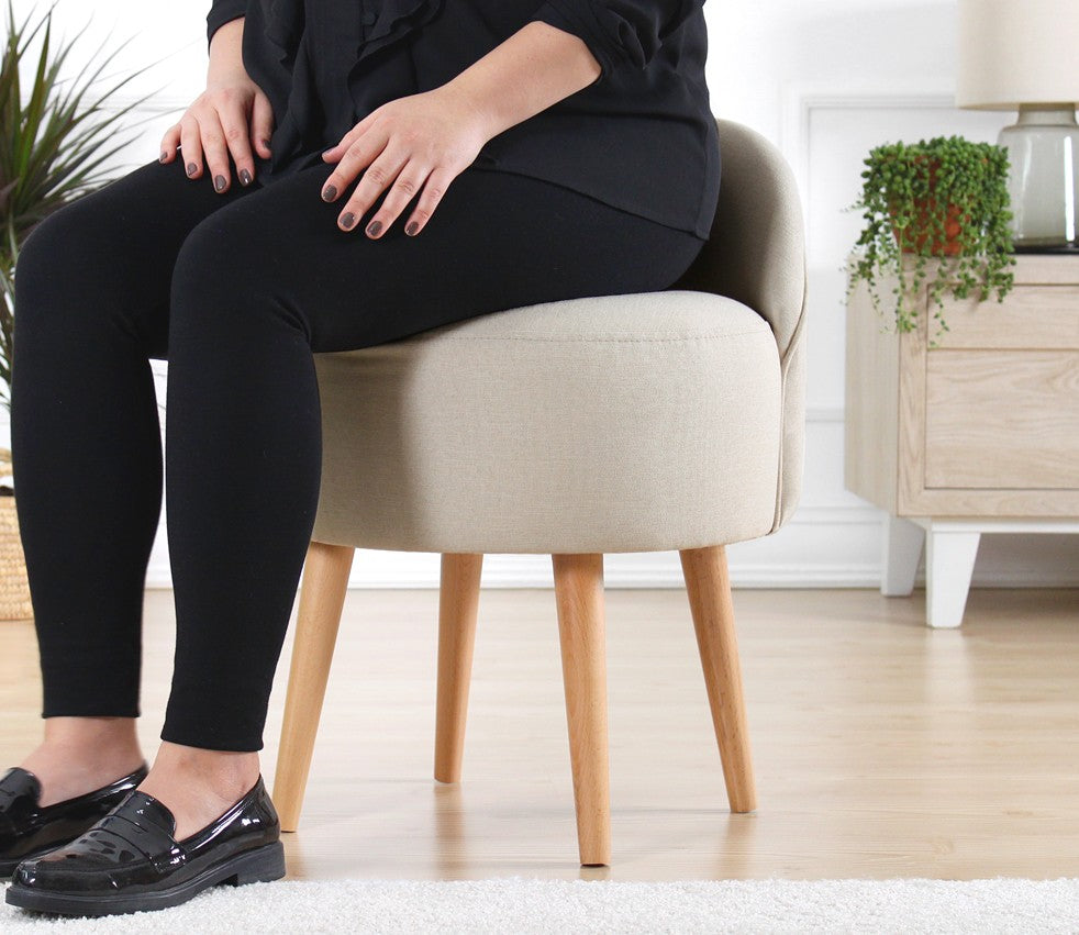 Corvile  | Cream Pouffe – Modern Upholstered Ottoman