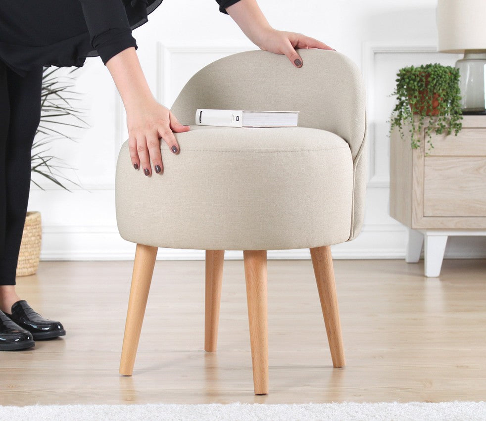 Corvile  | Cream Pouffe – Modern Upholstered Ottoman