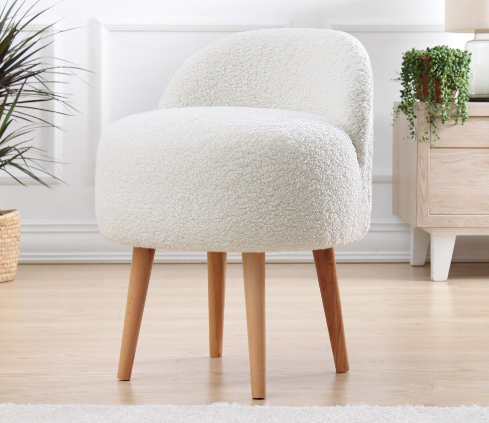 Rufmee  | White Pouffe – Modern Upholstered Ottoman
