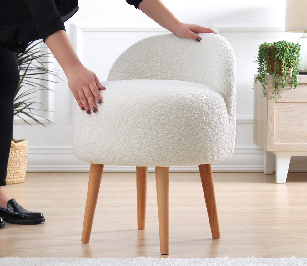 Rufmee  | White Pouffe – Modern Upholstered Ottoman