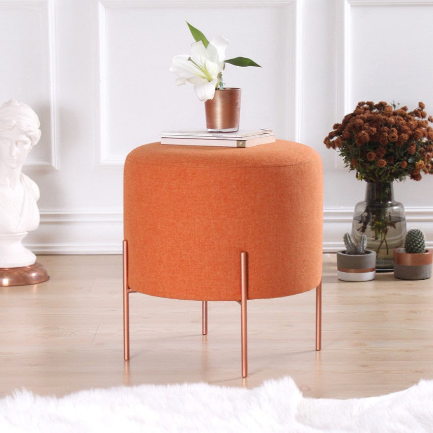 Copper 42  | Orange Pouffe – Modern Upholstered Ottoman