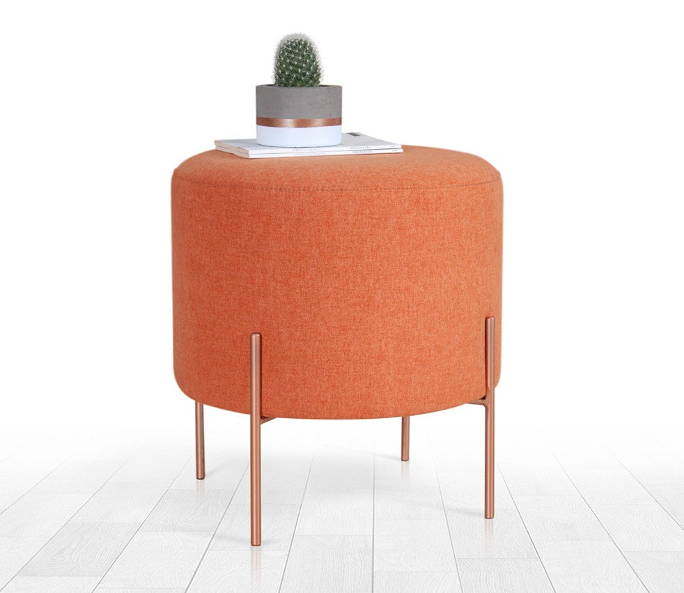Copper 42  | Orange Pouffe – Modern Upholstered Ottoman