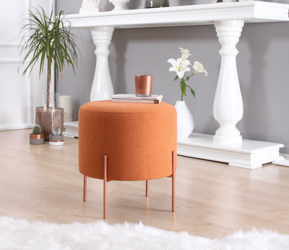 Copper 42  | Orange Pouffe – Modern Upholstered Ottoman