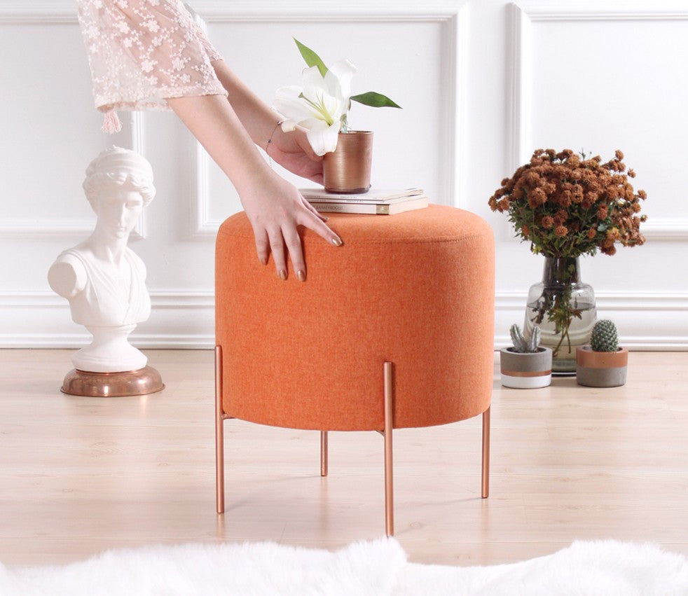 Copper 42  | Orange Pouffe – Modern Upholstered Ottoman