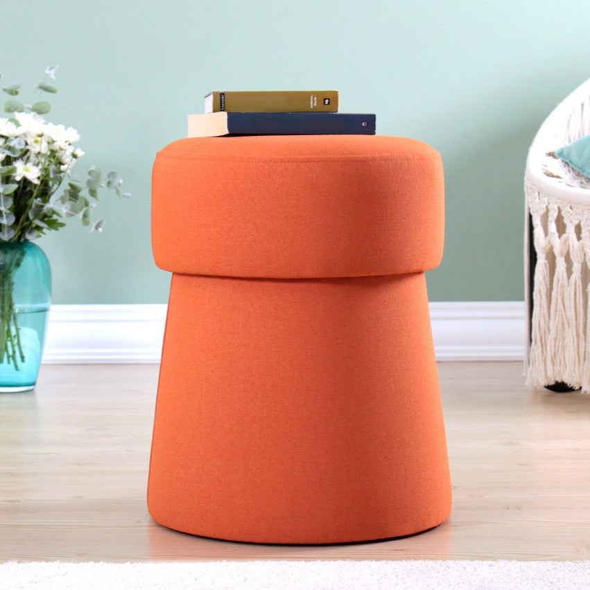 Beans  | Orange Pouffe – Modern Upholstered Ottoman