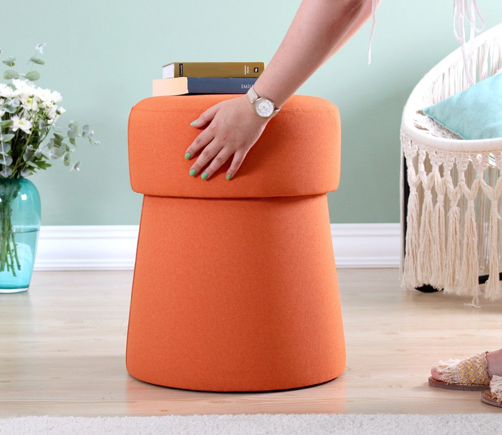 Beans  | Orange Pouffe – Modern Upholstered Ottoman