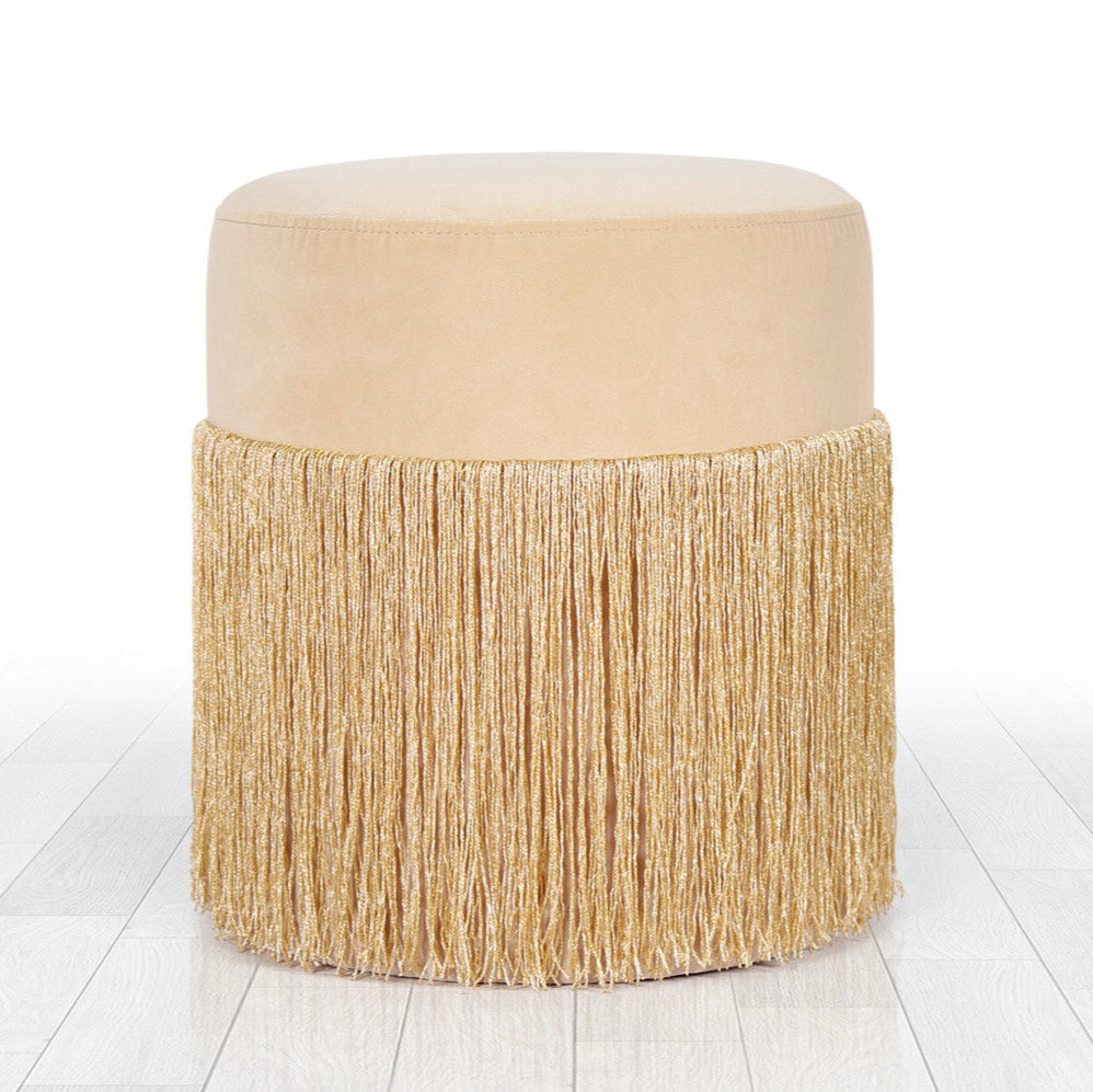Merkur  | Gold Pouffe – Modern Upholstered Ottoman