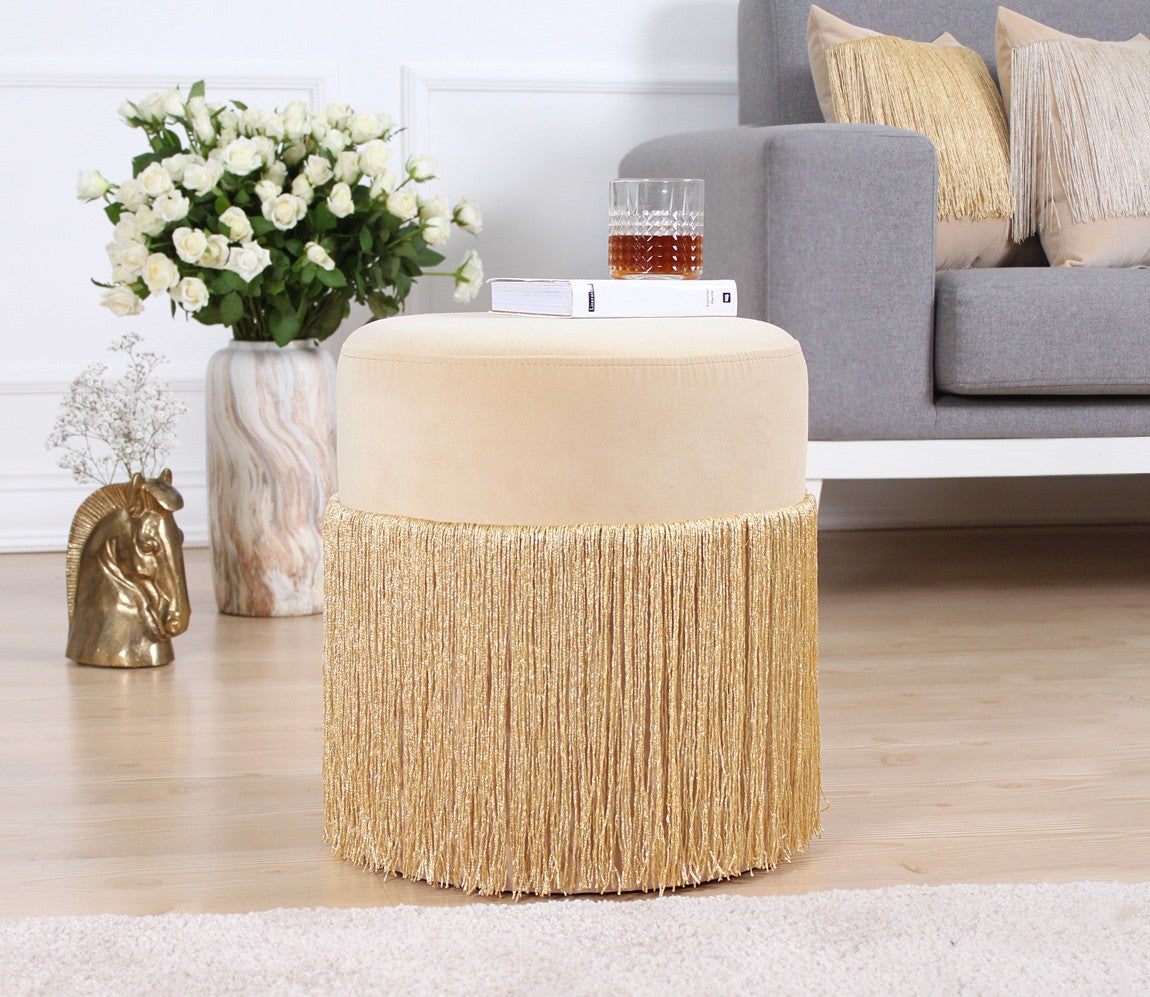 Merkur  | Gold Pouffe – Modern Upholstered Ottoman