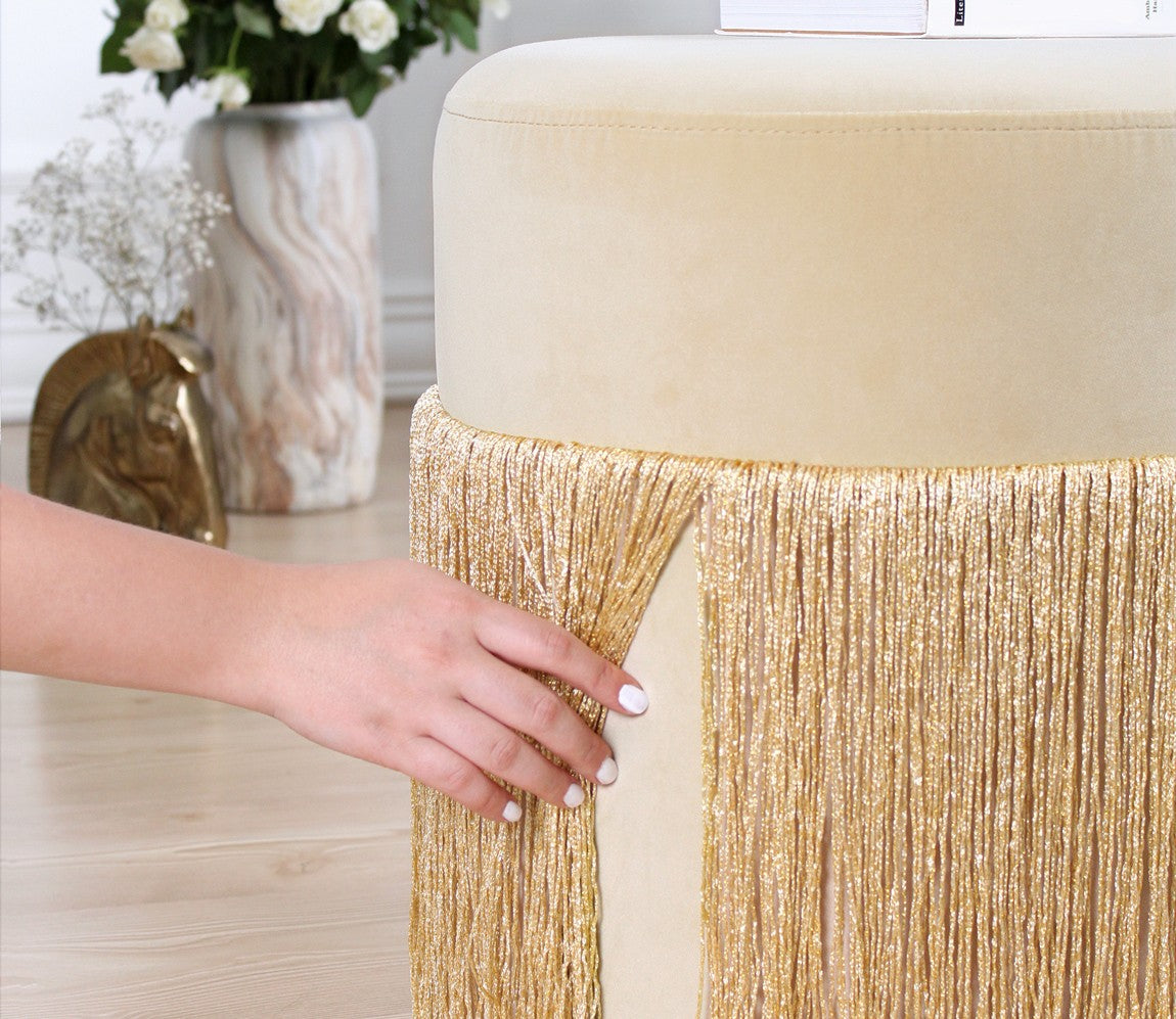 Merkur  | Gold Pouffe – Modern Upholstered Ottoman