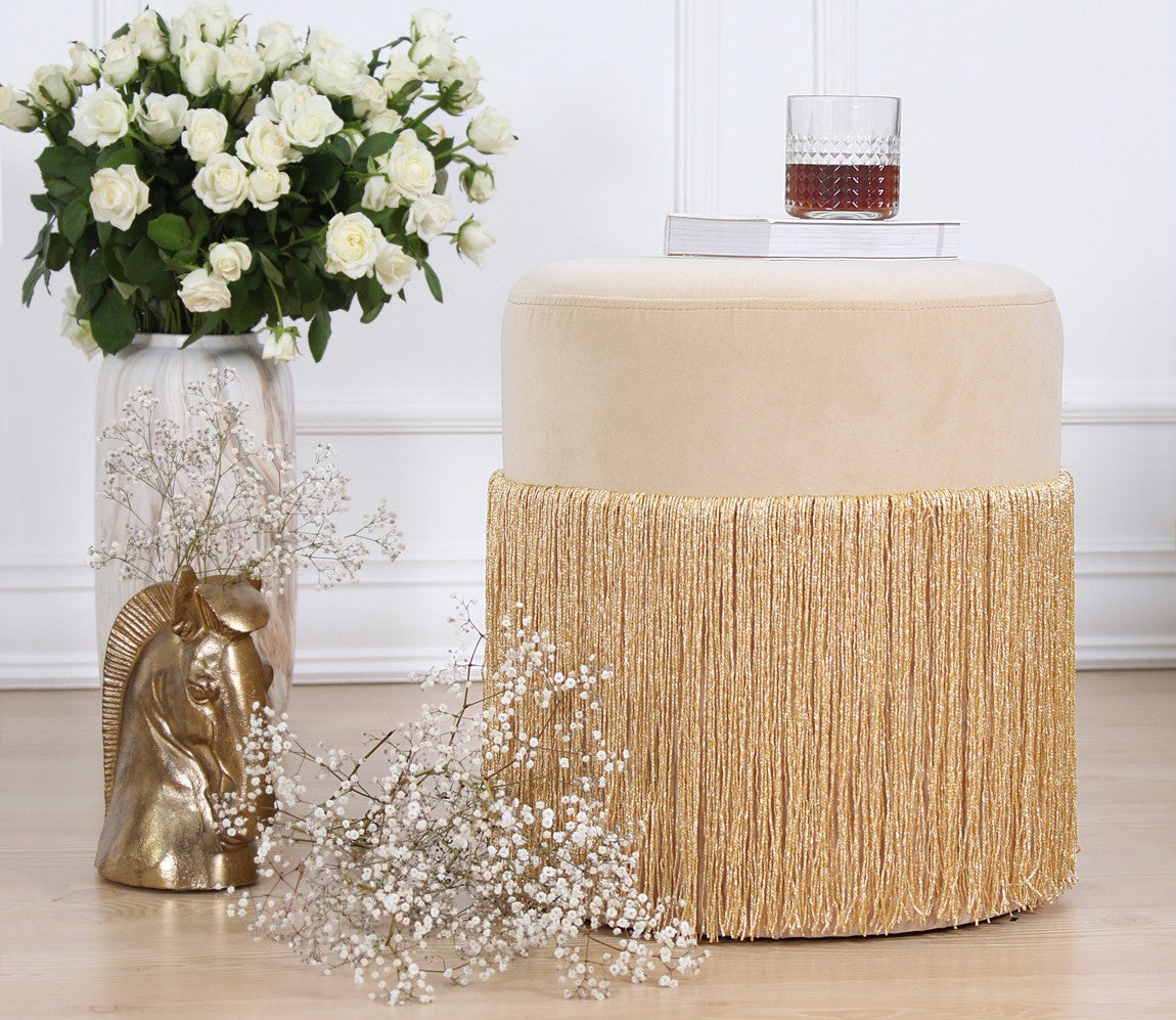Merkur  | Gold Pouffe – Modern Upholstered Ottoman