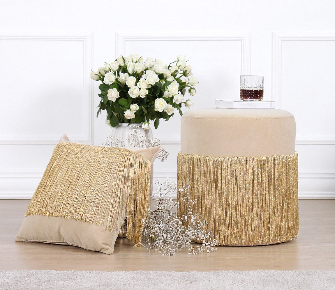Merkur  | Gold Pouffe – Modern Upholstered Ottoman