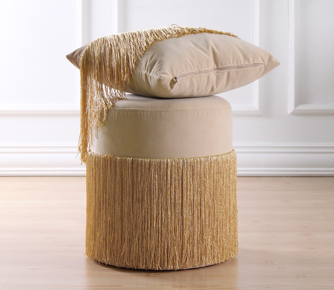 Merkur  | Gold Pouffe – Modern Upholstered Ottoman