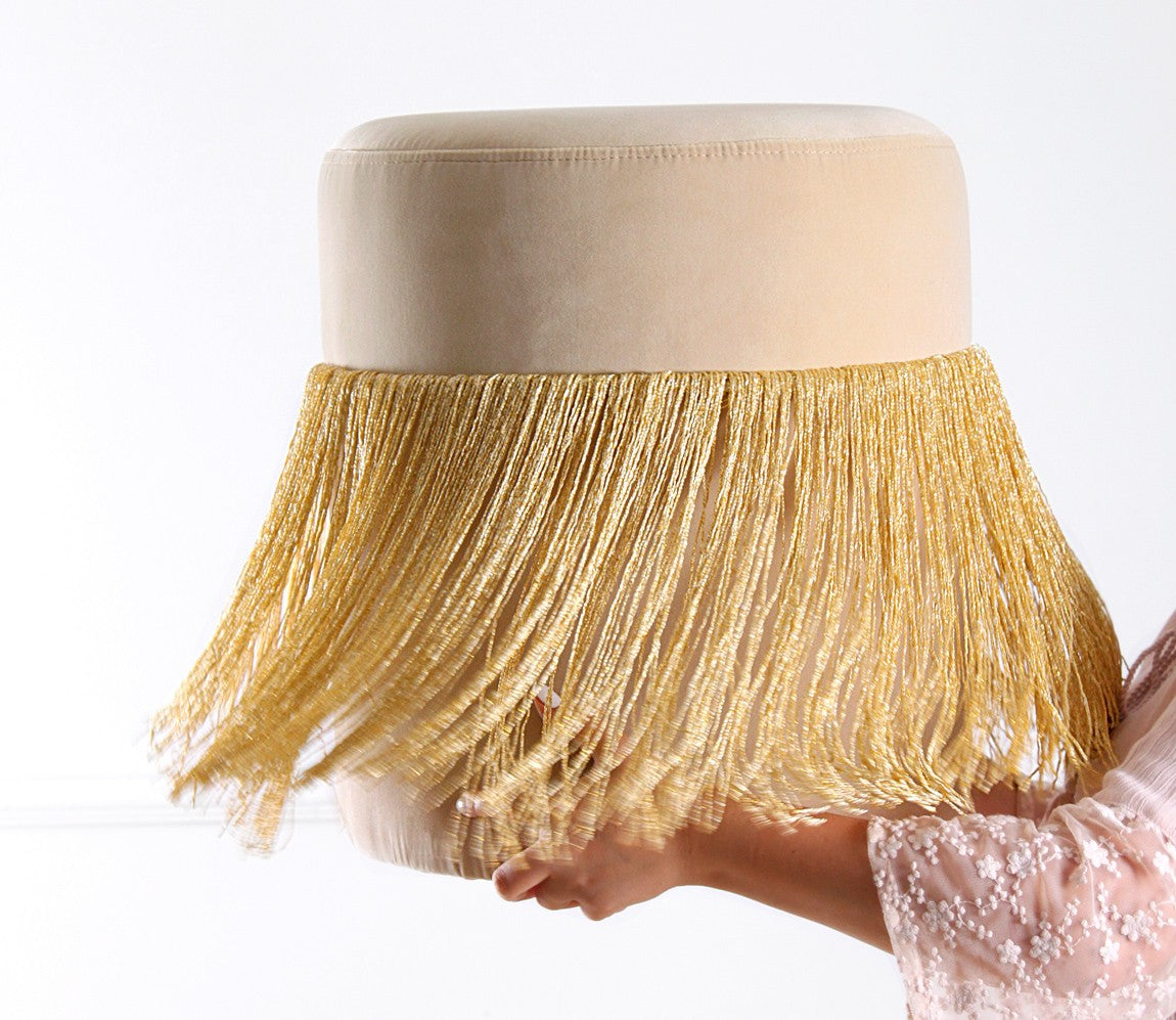 Merkur  | Gold Pouffe – Modern Upholstered Ottoman