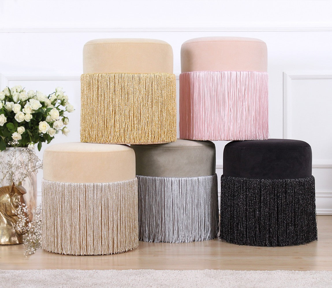 Merkur  | Gold Pouffe – Modern Upholstered Ottoman