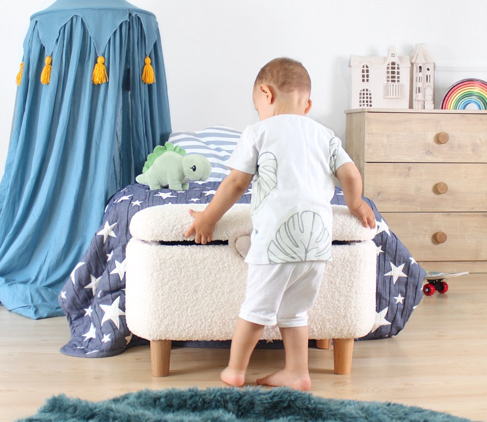 Moouv 3330  | White Pouffe – Modern Upholstered Ottoman