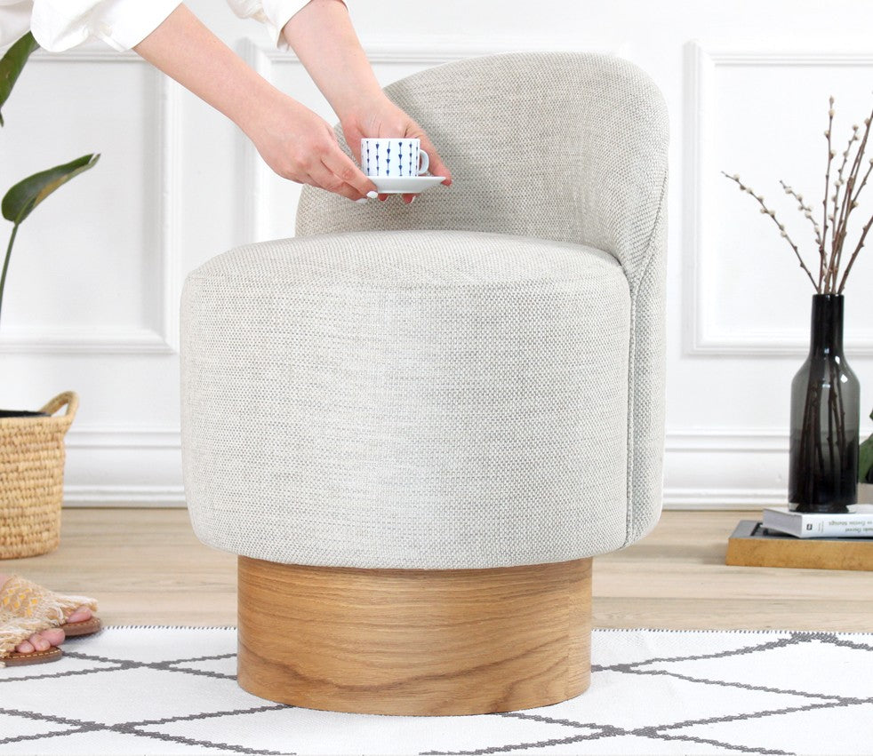 Barren Puf - | Light Grey Pouffe – Modern Upholstered Ottoman