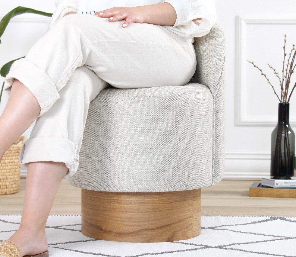 Barren Puf - | Light Grey Pouffe – Modern Upholstered Ottoman