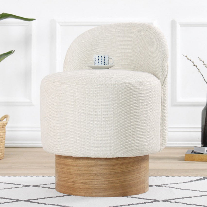 Barren Puf Cream Pouffe Modern Upholstered Ottoman