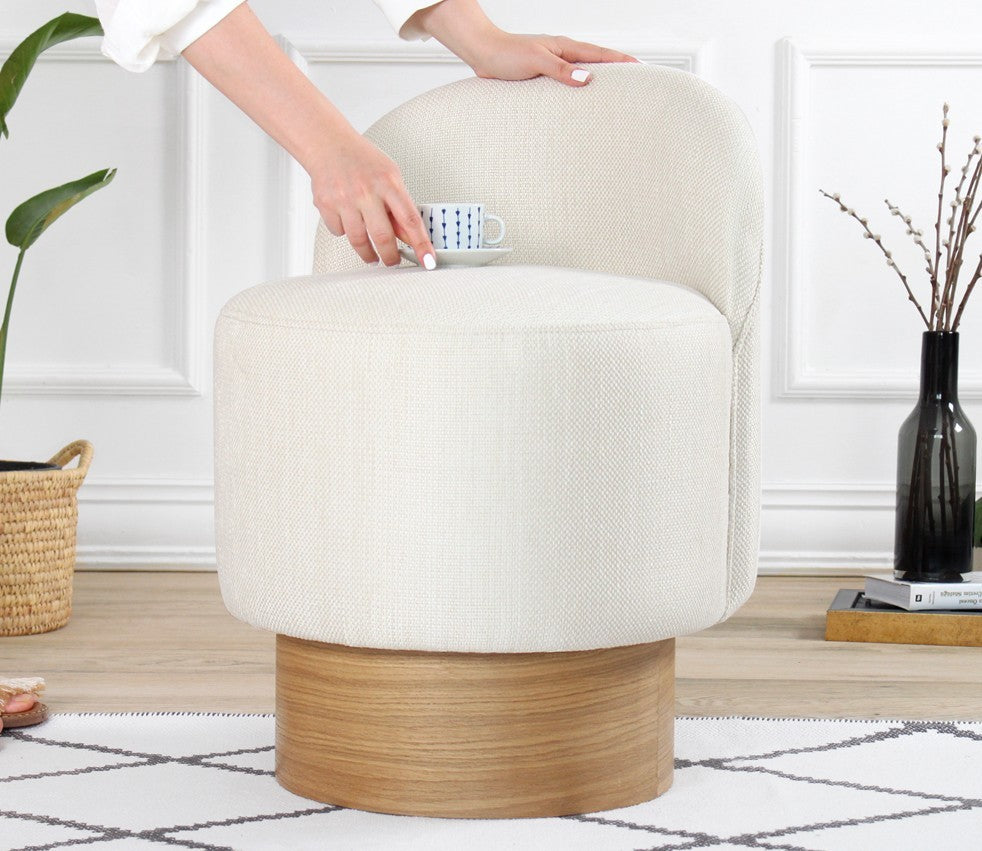 Barren Puf  | Cream Pouffe – Modern Upholstered Ottoman