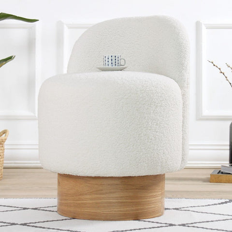 Monre Teddy - White | White Pouffe – Modern Upholstered Ottoman