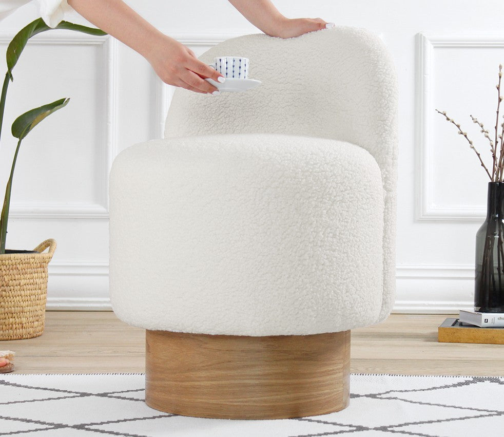 Monre Teddy - White | White Pouffe – Modern Upholstered Ottoman