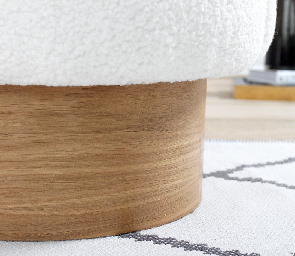 Monre Teddy - White | White Pouffe – Modern Upholstered Ottoman