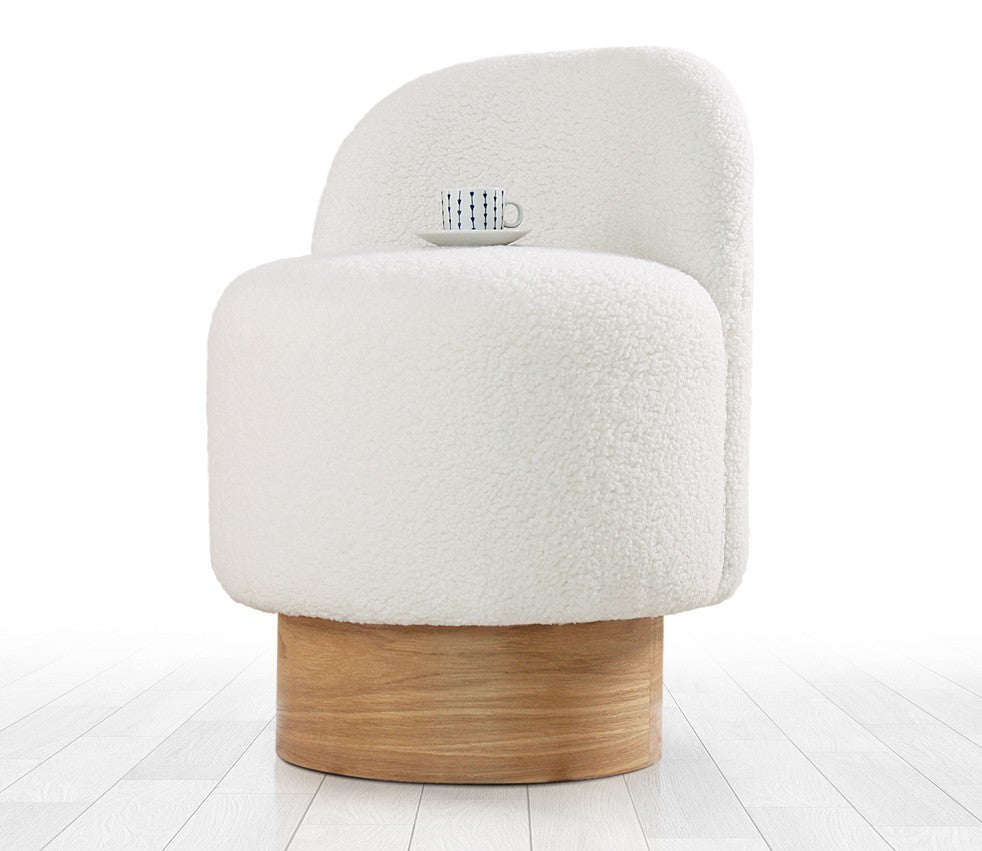 Monre Teddy - White | White Pouffe – Modern Upholstered Ottoman
