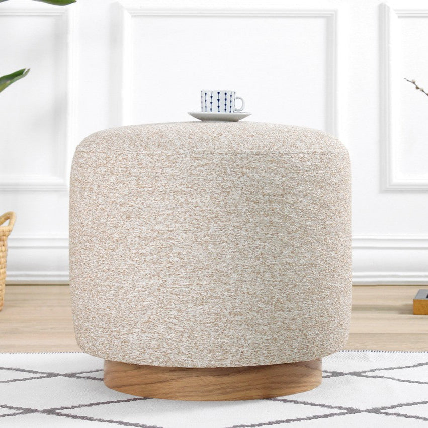 Cheriton Puf Beige Pouffe Modern Upholstered Ottoman
