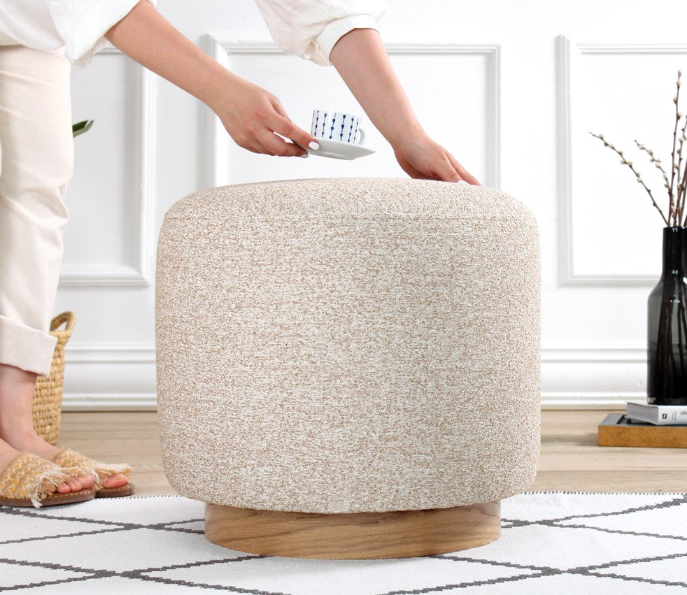 Cheriton Puf  | Beige Pouffe – Modern Upholstered Ottoman