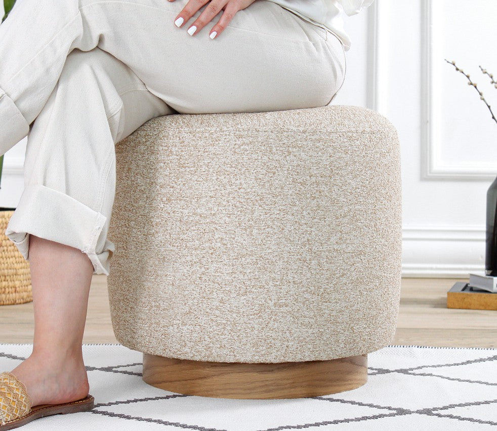 Cheriton Puf  | Beige Pouffe – Modern Upholstered Ottoman