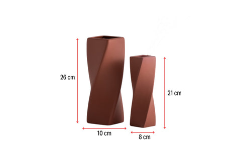 Set di vasi in ceramica rossa effetto piastrella per l'arredamento della casa