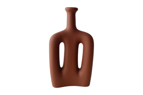 Vaso in ceramica rossa effetto piastrella – Decorazione contemporanea