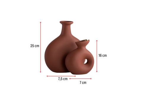 Set di vasi in ceramica rossa Tile