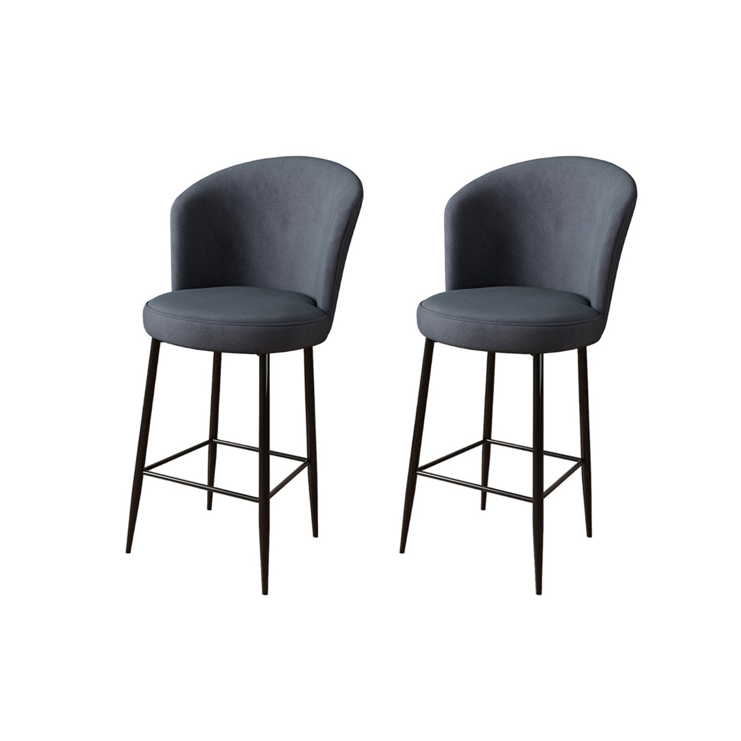 Lot de 2 tabourets de bar rembourrés Fora en anthracite et noir