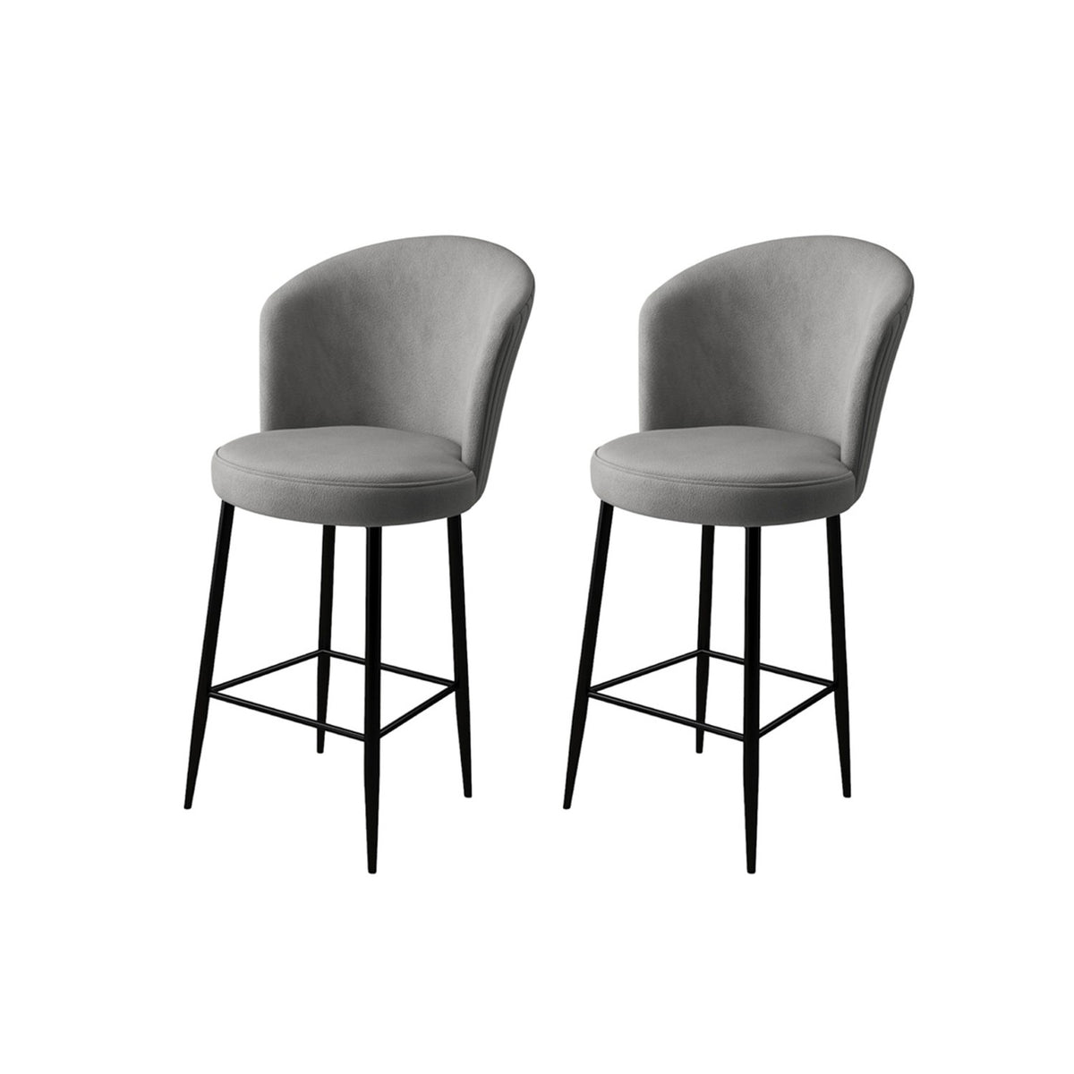 Set of 2 Fora Upholstered Bar Stools in Grey and Black – product image 1