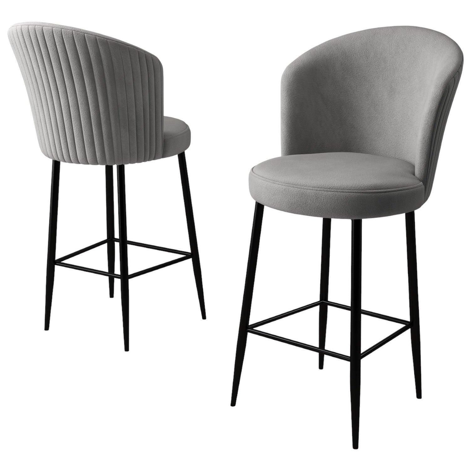 Set of 2 Fora Upholstered Bar Stools in Grey and Black – product image 3