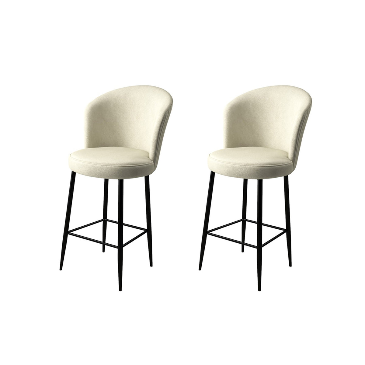 Set of 2 Fora Upholstered Bar Stools in Cream and Black – product image 1