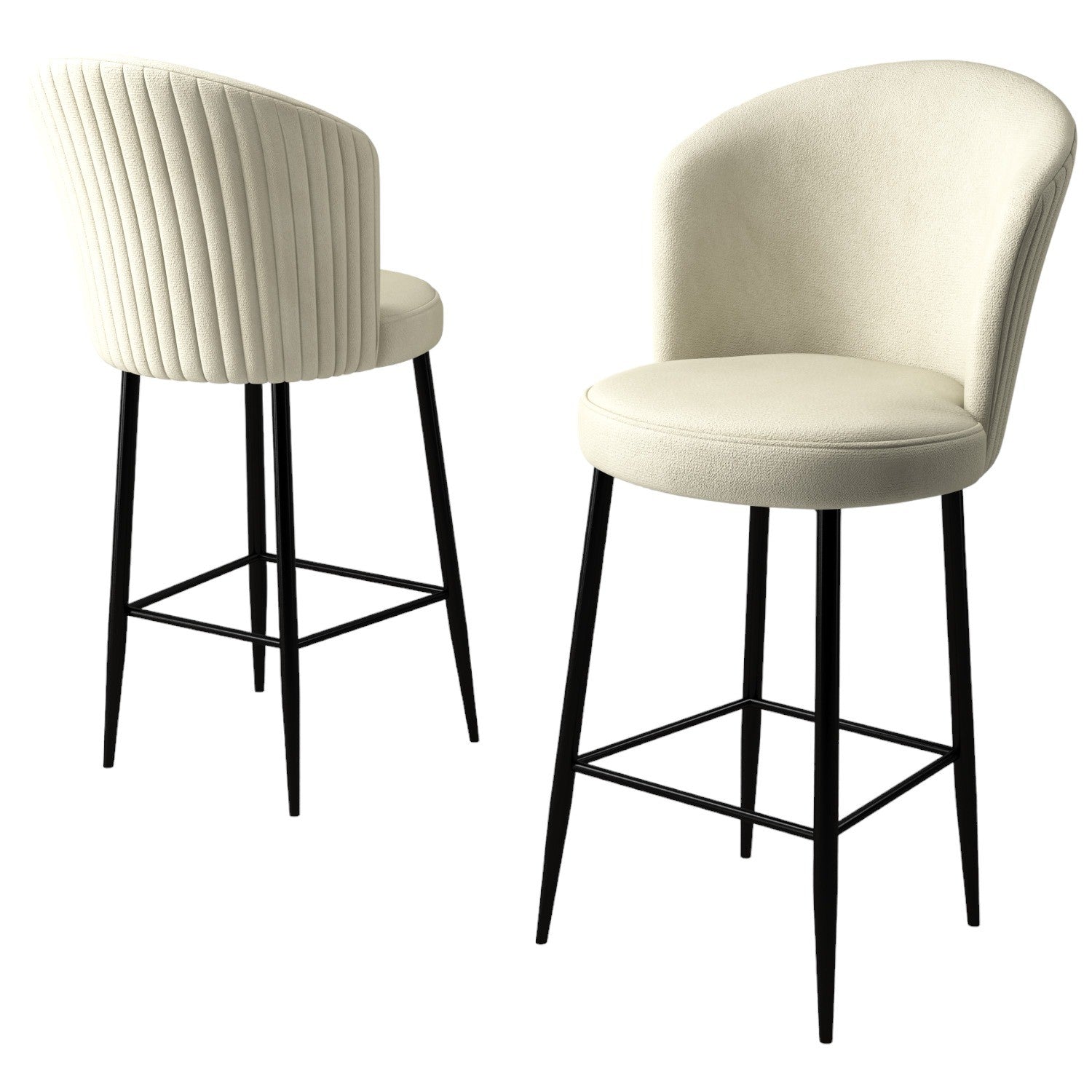 Set of 2 Fora Upholstered Bar Stools in Cream and Black – product image 3