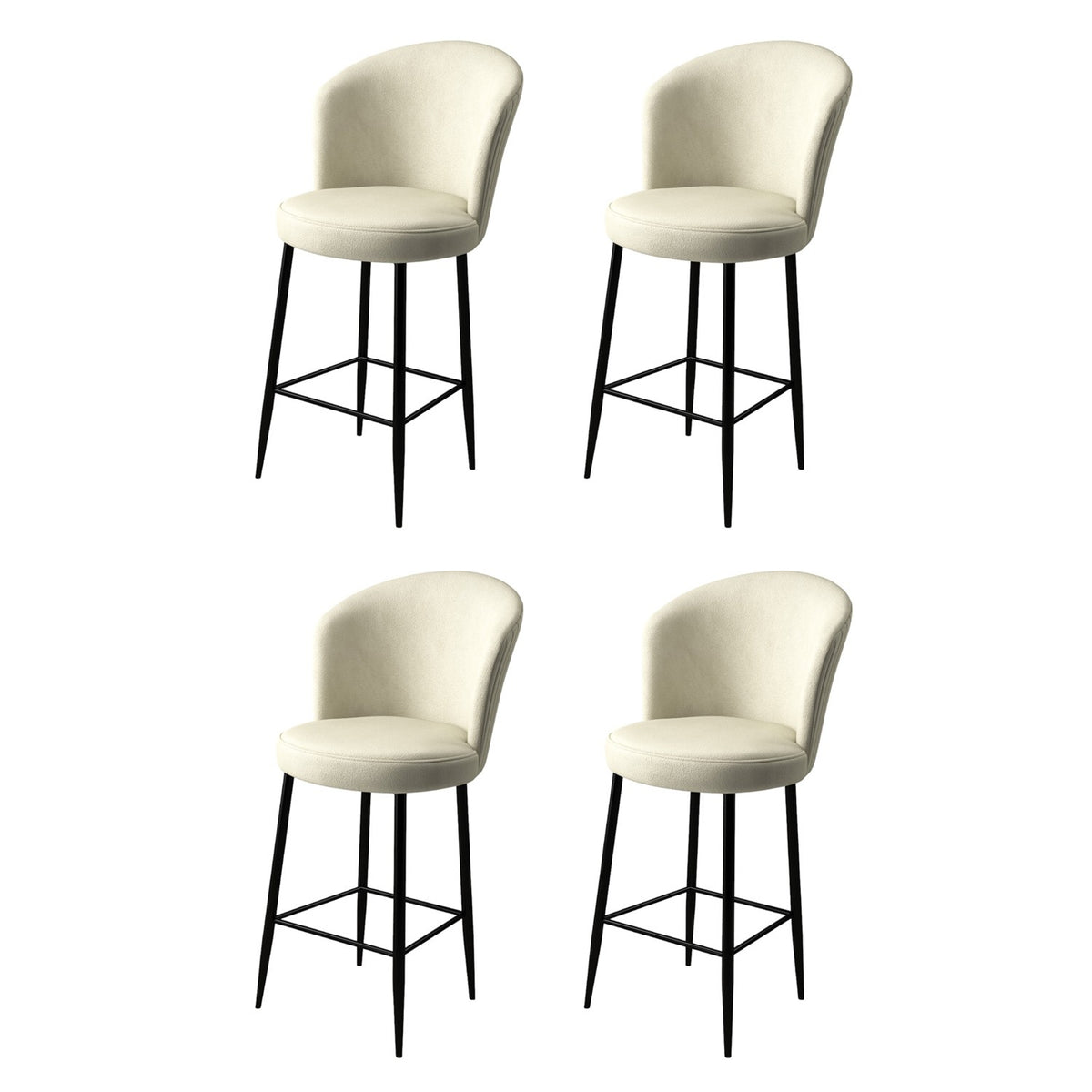 Set of 4 Fora Upholstered Bar Stools in Cream and Black – product image 1