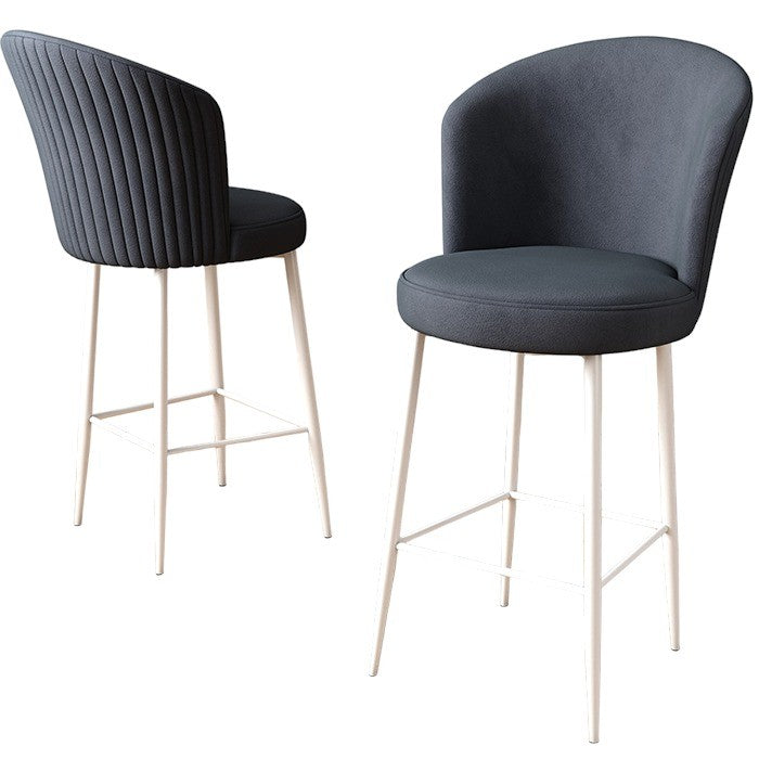 Set of 2 Fora Upholstered Bar Stools in Anthracite and White – product image 3