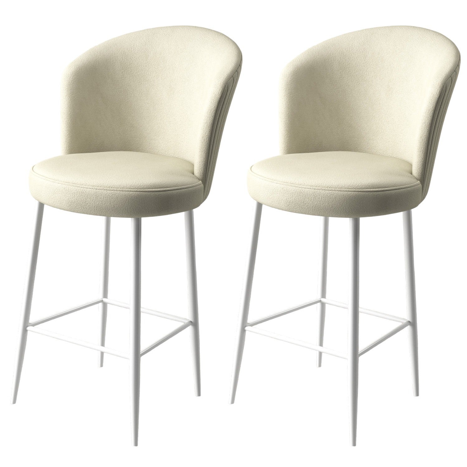 Set di 2 sgabelli da bar imbottiti Fora in crema e bianco