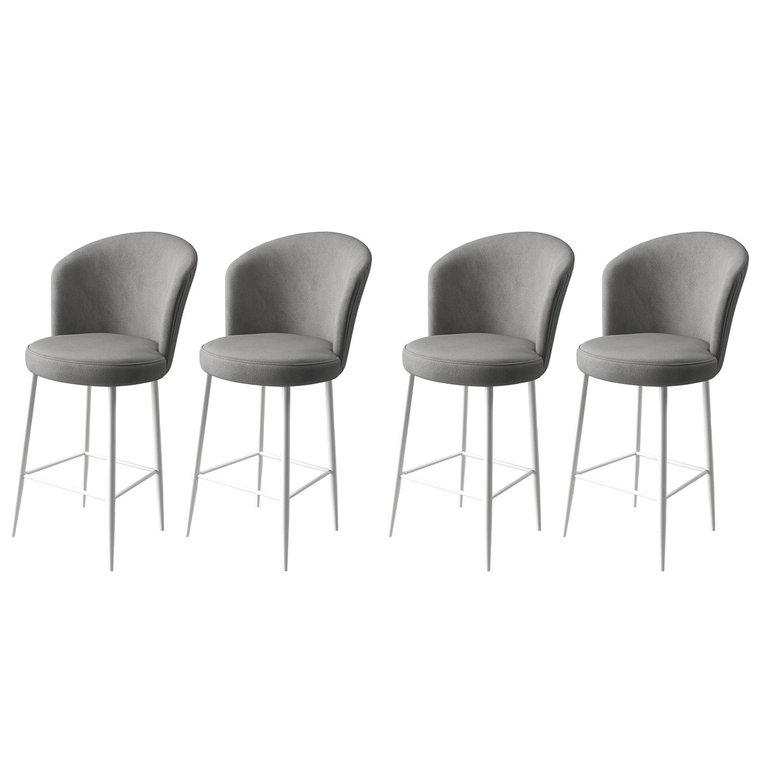 Set di 4 sgabelli da bar imbottiti Fora grigi e bianchi